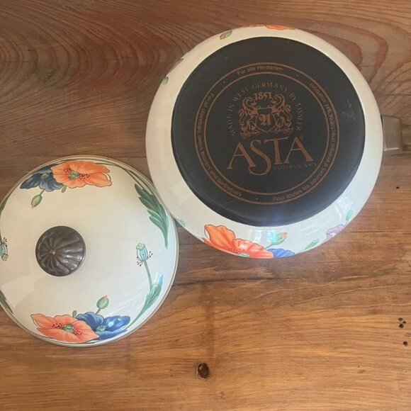 Villeroy & Boch Asta Amapola Enamel Cookware Set Poppies 3 Piece Germany Vintage - Picture 8 of 11